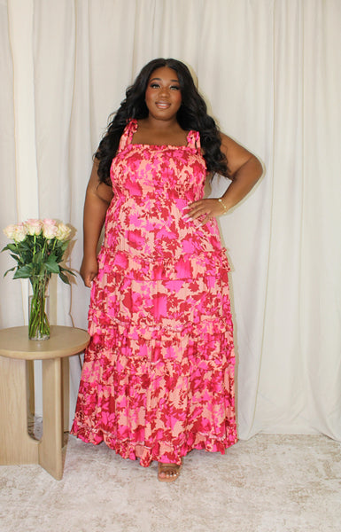 Belle Tiered Maxi Dress - Pink Mix – divno jé