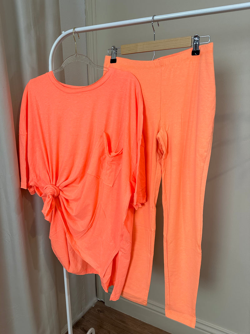 Lounge Legging Set | Neon Coral