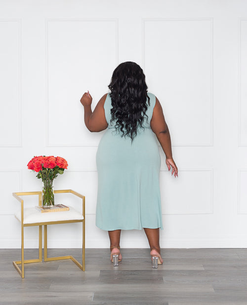 Brunch Date Midi Dress | Soft Sage