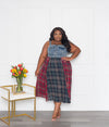 Mixed Media Plaid Maxi Dress | Multi