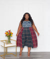 Mixed Media Plaid Maxi Dress | Multi