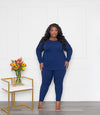 On the Go Long Sleeve Legging Set | Navy
