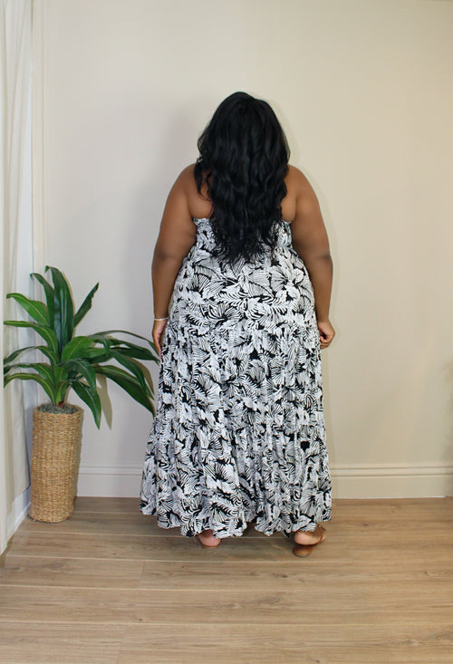 Tropical Tie-Front Maxi | Black & White