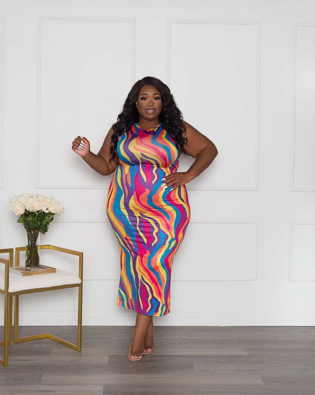 Final Sale Plus Size BodyCon Midi Dress With Puffy Sleeve, 42% OFF