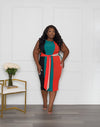 Ribbed Tie-Front Bodycon | Teal Mix