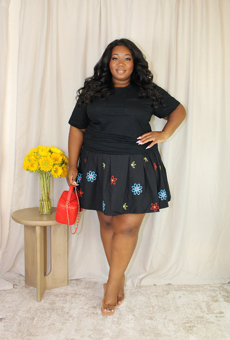 Daisy Embroidered Tee Dress