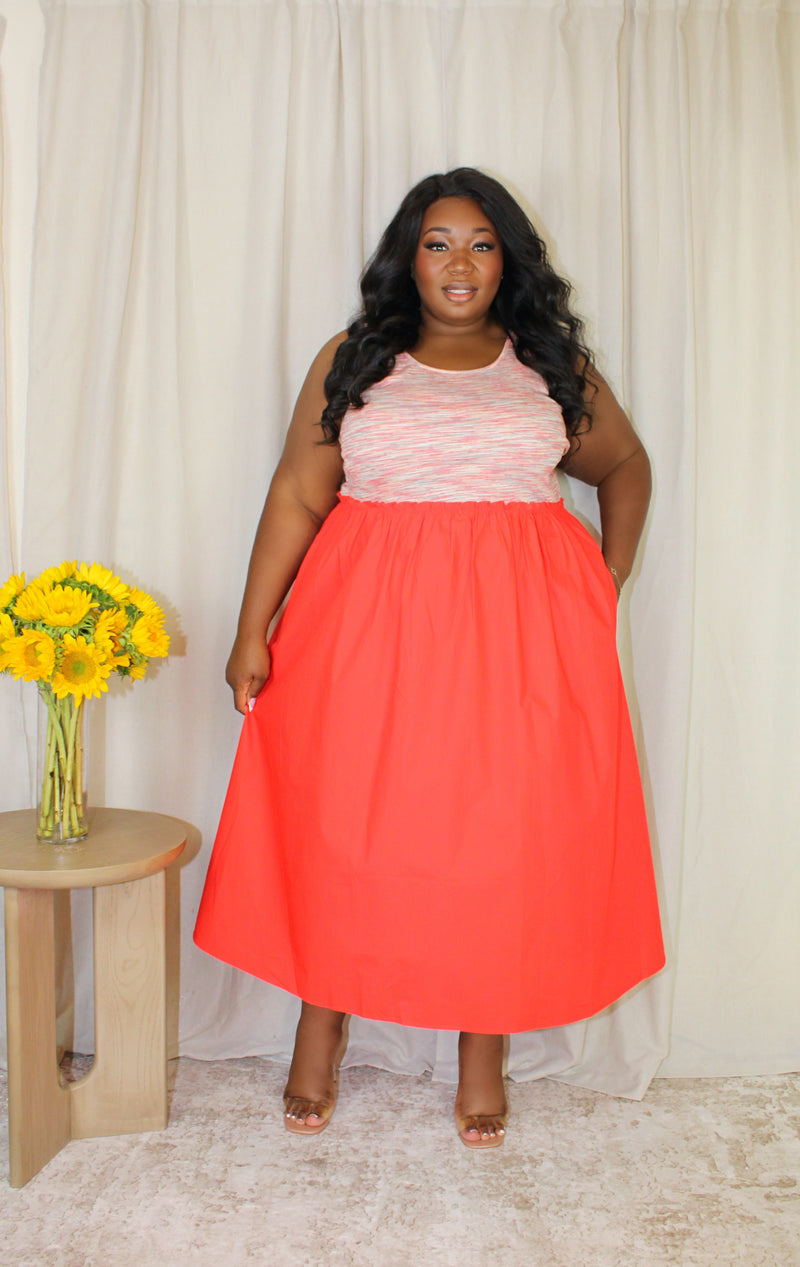 mixed media midi dress Time and Tru Women's with Puff Sleeves, Sizes Xs-xxxl, Size: Medium, Green layer lip in between with a lined skirt for coverage and side Mixed Media Midi Dress Burgundy