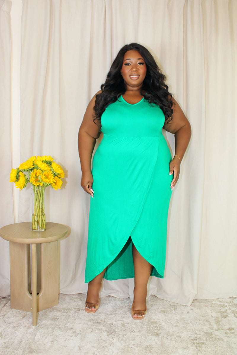 tulip midi dress Green Tulip Print Midi Dress