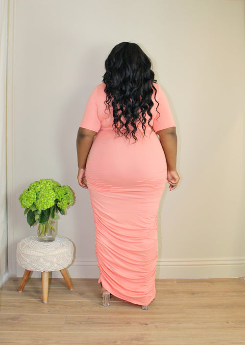 In High Demand Ruched Maxi | Coral