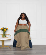 Color Block Maxi Skirt | Khaki