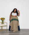 Color Block Maxi Skirt | Khaki