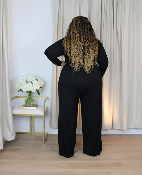 Everything I Need Tie-front Pant Set | Black