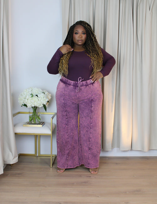 Acid Wash Pant Set | Amethyst