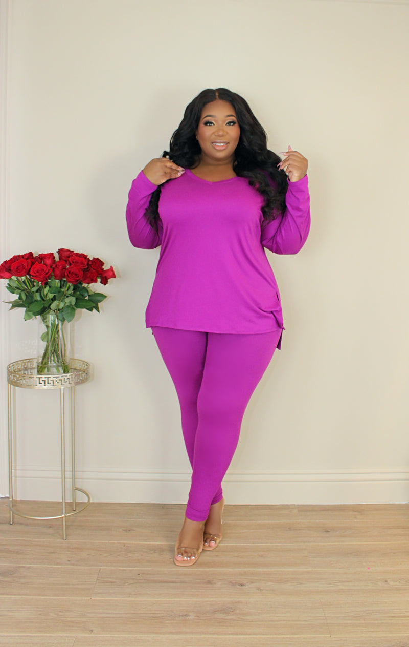 On the Go Long Sleeve Legging Set | Violet