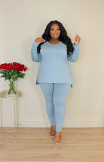 On the Go Long Sleeve Legging Set | Slate Blue