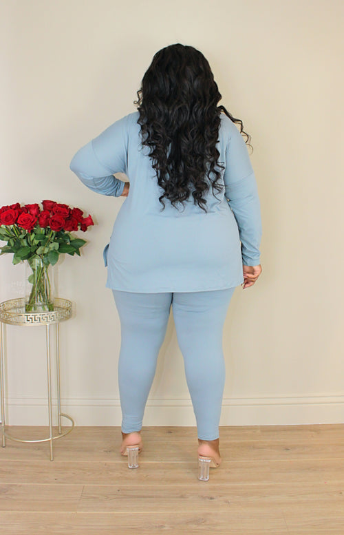 On the Go Long Sleeve Legging Set | Slate Blue