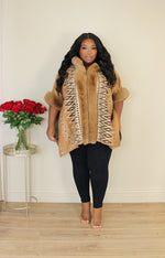 Hooded Faux Fur Poncho | Gingerbread