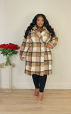 Plaid Fuzzy Coat | Mocha Mix