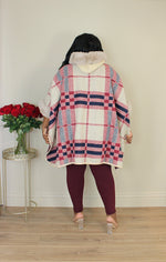 Hooded Faux Fur Poncho | Plaid