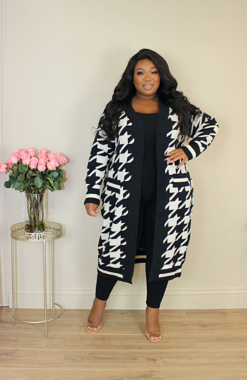 Houndstooth Cardi | Black & Ivory