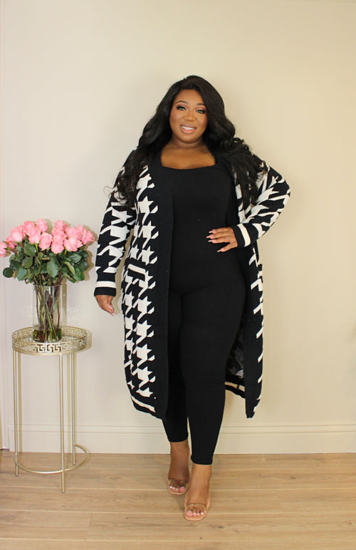 Houndstooth Cardi | Black & Ivory