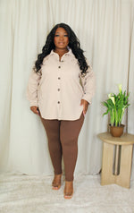 Color Block Shacket Legging Set | Macchiato Mix