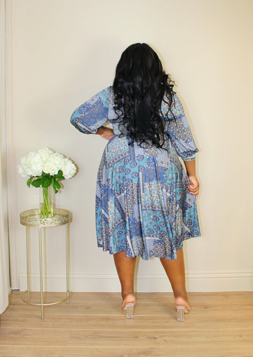 Classic Midi Dress | Blue Paisley