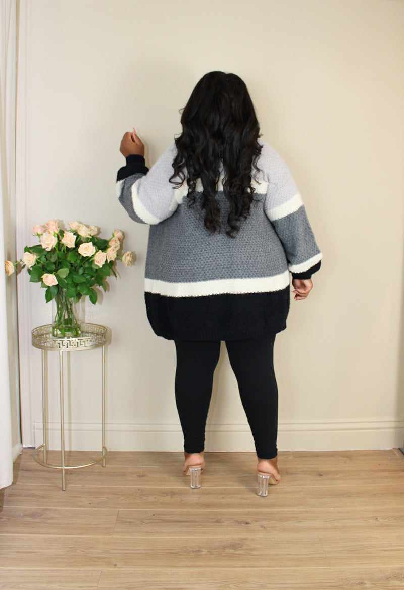 Chunky Cardi Legging Set | Black Mix