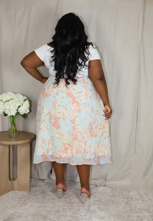 Floral Skirt Set | White Sky