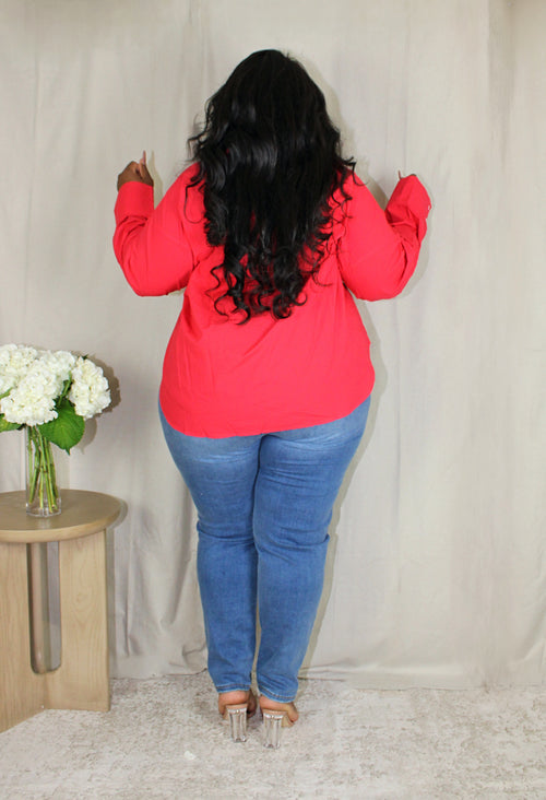 Off the Clock Button Down Top | Ruby