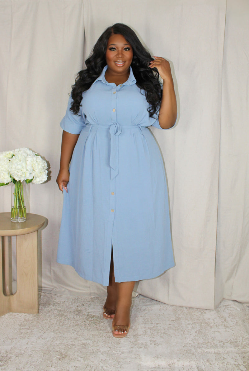 Maxi Shirt Dress | Slate Blue