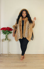 Hooded Faux Fur Poncho | Gingerbread