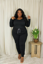 Long Sleeve Jogger Set | Black