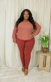 Chunky Color Block Sweater Set | Terracotta