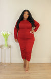 In High Demand Ruched Bodycon | Merlot