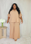 Flowing Wide Leg Pant Set | Taupe