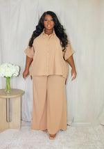 Flowing Wide Leg Pant Set | Taupe
