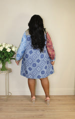 Bandana Print Shirt Dress | Blue Mix