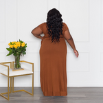 Rib Knit Maxi Dress | Copper