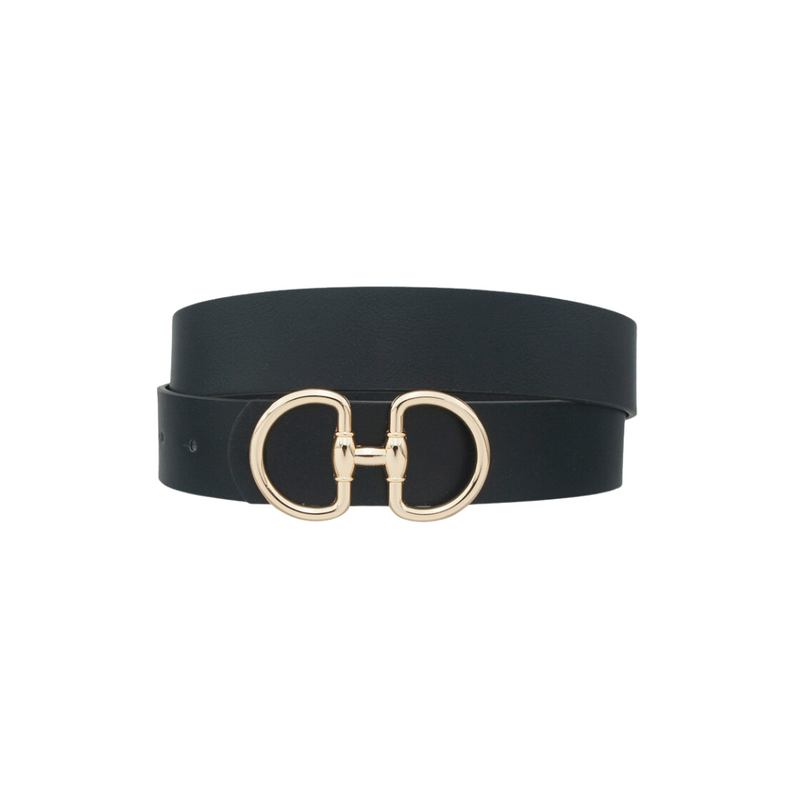 Horsebit Faux Leather Belt | Black