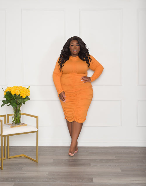 In High Demand Ruched Bodycon | Apricot