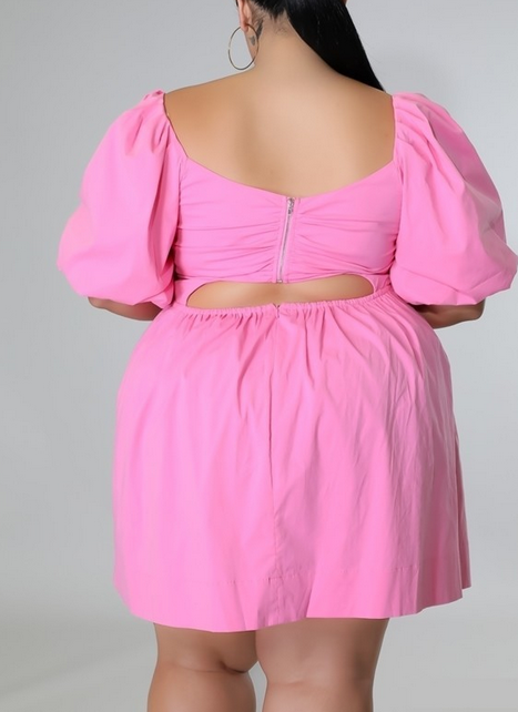 Martinique Puff Mini Dress | Flamingo Pink