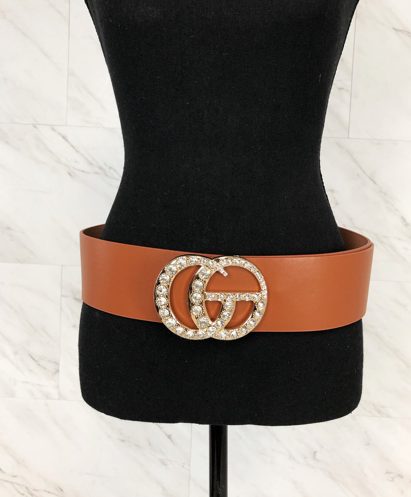 Make 'Em Look Twice Embellished Belt | Cognac