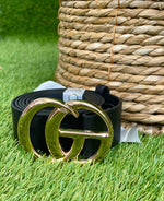 G Squared Faux Leather Belt | Onyx